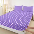 thumbnail image 3 of Manfei Kawaii Polka Dots 4-Piece Full Size Sheets for Teens Female Men,Purple White Bed Sheets,Vintage Aesthetic Lightweight Sheet Sets,Luxury Bedroom Decor, 3 of 7
