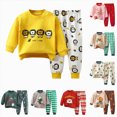 thumbnail image 5 of TOWED22 Baby Toddler Boy Fall Winter Set 2Pcs Long Sleeve Printed Round Neck T-Shirt Elastic Waist Pants Soft Warm Outfits Clothes(Yellow,6-12 M), 5 of 5