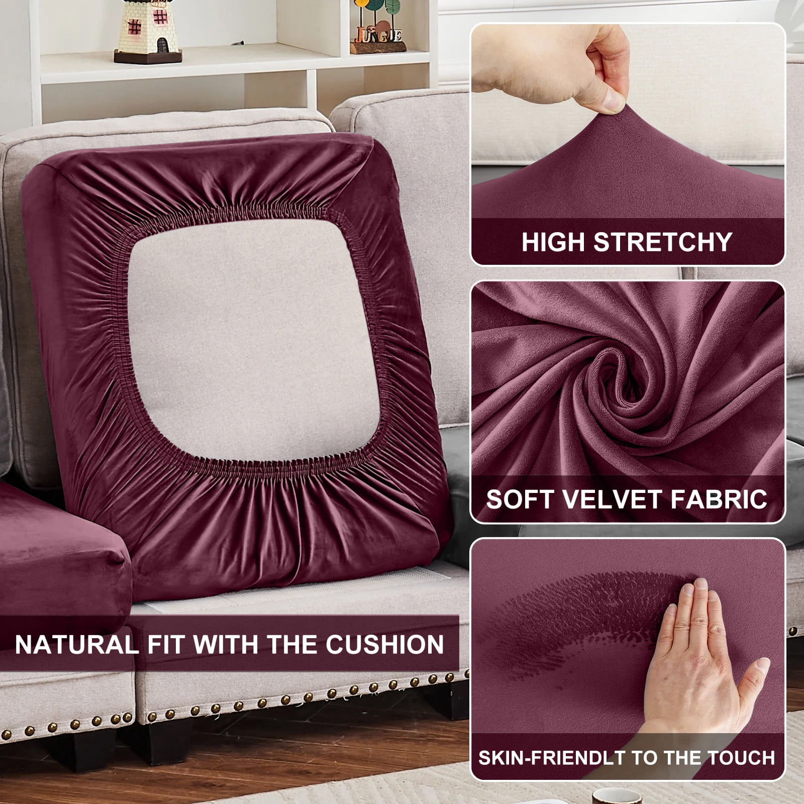 Sanmadrola Sofa Cover Slipcover Couch Cover Set for 3 Seat Oversized Sofa Super Stretch Universal Slip Cover Furniture Protector 4 Pieces