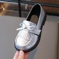thumbnail image 7 of Silver Pre Teen Girls Fringe Bow Loafers Flat Soft Sole Mary Jane Shoes Casual For Summer, 7 of 7