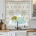 thumbnail image 3 of Swag Valance Curtains for Windows, Retro Boho Light Filtering Kitchen Curtains with Rod Pocket, Farmhouse Ethnic Nation Abstract Flowers Window Treatment Valances for Living Room, 28x36 - 2 PCS, 3 of 9