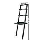 FurniFact Black Leaning Desk, Ladder Design, Computer Table, Two Storage Shelves