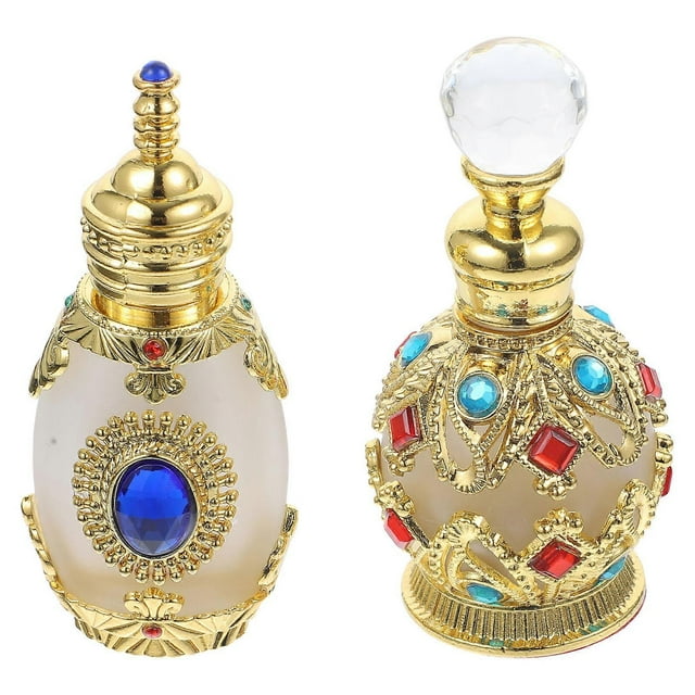 Here's a polished and professional product description for your item:\n\n \n\n**2pcs Vintage Crystal Glass Essential Oil & Perfume Bottles – Refillable