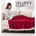 thumbnail image 4 of Beddora Luxury Flannel Sherpa Throw Blanket – 50” x 60” – Ultra-Soft & Warm – 450 GSM Plush Reversible Fleece – Cozy Winter Couch or Bed Blanket – Wine, 4 of 8