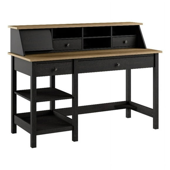 Mayfield 54W Computer Desk with Organizer in Vintage Black and Reclaimed Pine