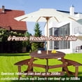 thumbnail image 2 of LuxyHoom Outdoor 6 Person Picnic Table, 6 Person Round Picnic Table with 3 Built-in Benches, Umbrella Hole, Outside Table and Bench Set for Garden, Backyard, Porch, Patio, Brown, 2 of 8