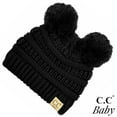 thumbnail image 4 of CC Baby Double Pom Cable Knit Yarn Pom Newborn to 9 Months Infant Beanie Black - Soft, Warm Hats for Babies and Toddlers - Cozy Winter Wear, 4 of 5