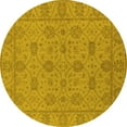 thumbnail image 1 of Ahgly Company Indoor Round Oriental Yellow Traditional Area Rugs, 7' Round, 1 of 4