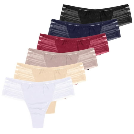 

Spdoo Women s Underwear Seamless Hollowed Out T Back Low Waist Sexy Cheeky Thong See Through Panties 6 Pack
