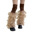 thumbnail image 2 of Hontri Stockings in Sale, Women's Gyaru Fluffy Leg Warmers Goth Leg Warmers Rib Knit Lolita Girls Boot Socks 1*Pair of Socks Coffee, 2 of 5