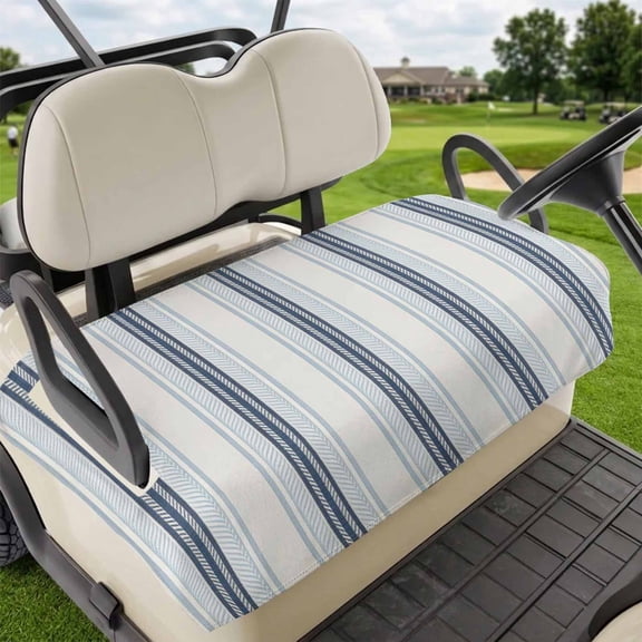 Golf Cart Seat Covers for 2 Seater,Blue Beige Microfiber Cart Seat Towel Blanket,Modern Abstract Gradient Vertical Stripes Absorbent Breathable Non Slip Bench Seats Protector for Golf Course 51"x31"