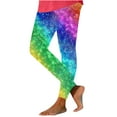 thumbnail image 2 of SELONE Workout Leggings Women's Plus Size Gym Leggings Elastic Waist Full Length Summer Pants Curvy Slim Casual Long Vacation Pants Gradient Print Yoga Lightweight Multicolor M Breathable Beach Pants, 2 of 4