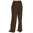 thumbnail image 4 of ClodeEU Women's Lightweight Wide Leg Pants ,Elastic Waist Loose Trousers, Casual Trousers With Pocket Coffee,Womens Plus XXXL, 4 of 7