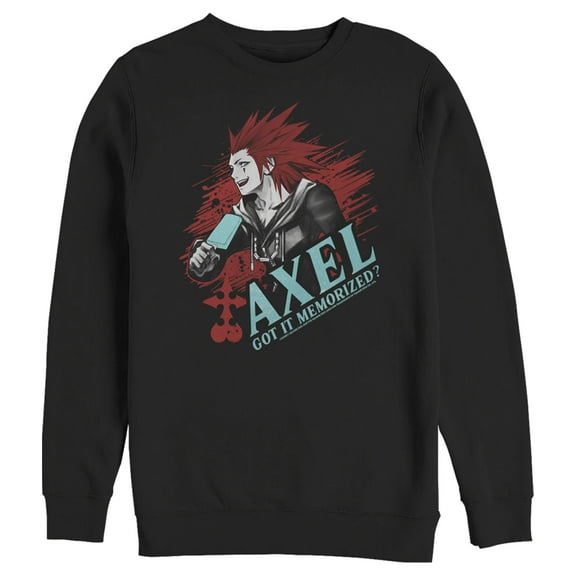 Men's Kingdom Hearts Chain of Memories Axel, Got It Memorized Sweatshirt Black Large