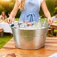 thumbnail image 5 of 1PC Beverage Tub Large Ice Bucket for Parties, Thick Metal Galvanized Tub Drink Buckets, Beverage Bucket with Handles, Drink Bucket for Indoor & Outdoor Party (Sliver), 5 of 7