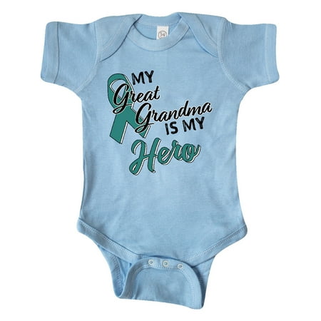 

Inktastic My Great Grandma is my Hero- Ovarian Cancer Awareness Gift Baby Boy or Baby Girl Bodysuit