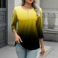 thumbnail image 4 of Miluxas 3/4 Length Sleeve Womens Tops Round Neck Loose Cute Fall Summer Tee Shirts Dressy Casual Print Blouses Tunic Yellow XL(XL), 4 of 8