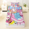 thumbnail image 3 of Castle Fairy Pink Baseball Glove Twin Sheets 3pcs, Sport Theme Ice Cream Bedding, Pink Blue White,1 Fitted Sheet, 1 Flat Sheet and 1 Pillowcase, 3 of 6