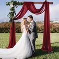 thumbnail image 7 of 2 Panels Chiffon Wedding Arch Drapes,6 Yards Elastic Tulle Backdrop Curtain Panels for Weddings Baby Shower Birthday Party Ceremony Reception Decoration Photography Props Wine Red, 7 of 7