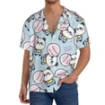 thumbnail image 7 of Lsque Cute Panda Bear print Men's Cuban Collar Short Sleeve Shirt Summer Beachwear Casual Button Down Fashionable Vacation Leisure Shirt-4X-Large, 7 of 7