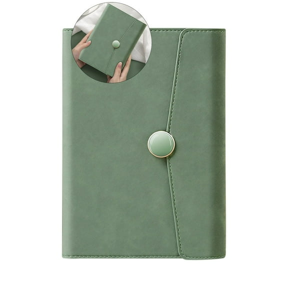 WNFJR Leather Business Notebook - Magnetic Clasp, and Elegant Drip Molding - Ideal for Office Use or Gifts(Army Green)