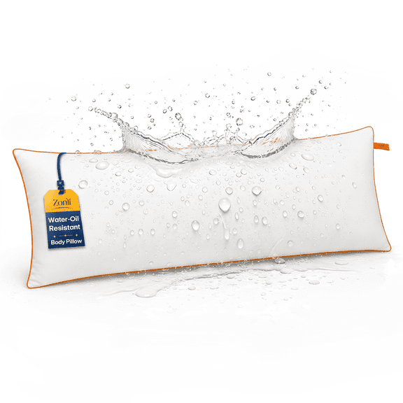 ZonLi Spill & Stain Repellent Memory Foam Body Pillow, White, 20 x 54 in