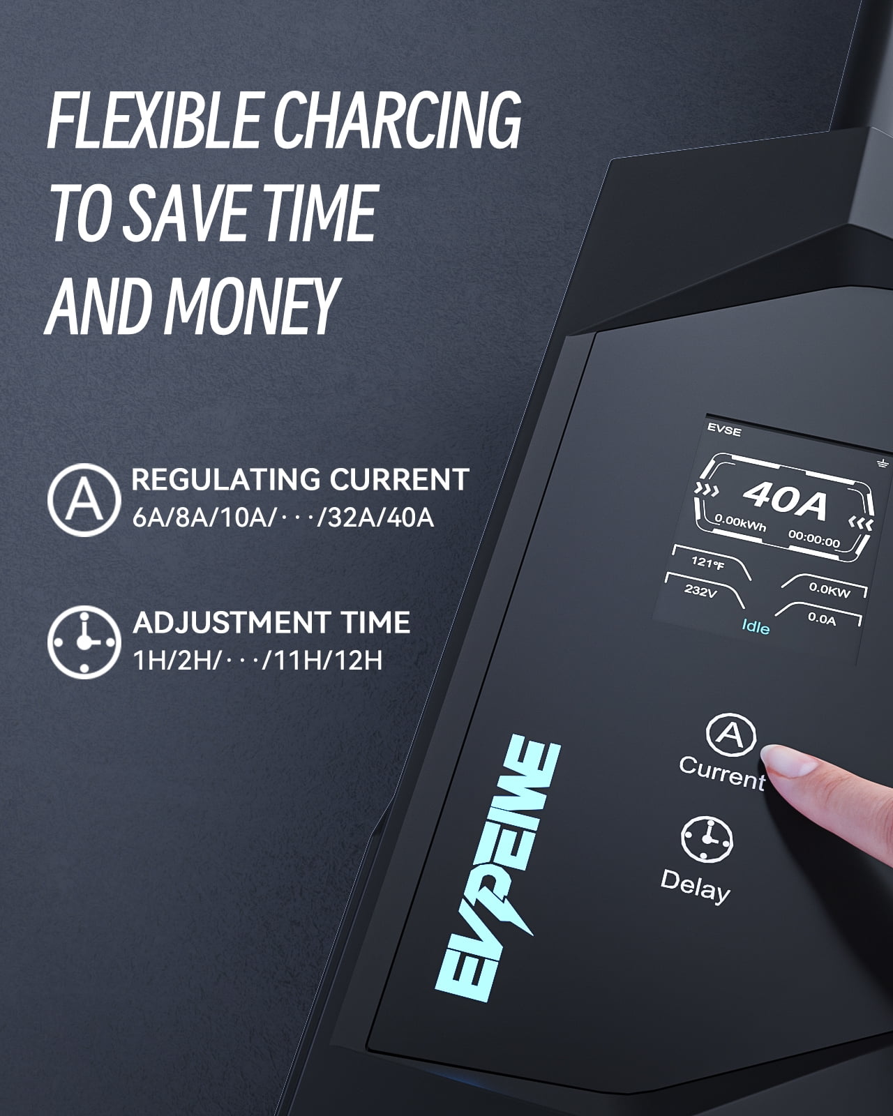 EVPEIWE Level 1/2 EV Charger for Tesla, 40A Electric Vehicle Charger for Tesla with NEMA 14-50 Plug & 5-15 Adapter, 25ft Home Portable NACS Wall Charger Compatible with Model 3/Y/X/S/Cybertruck