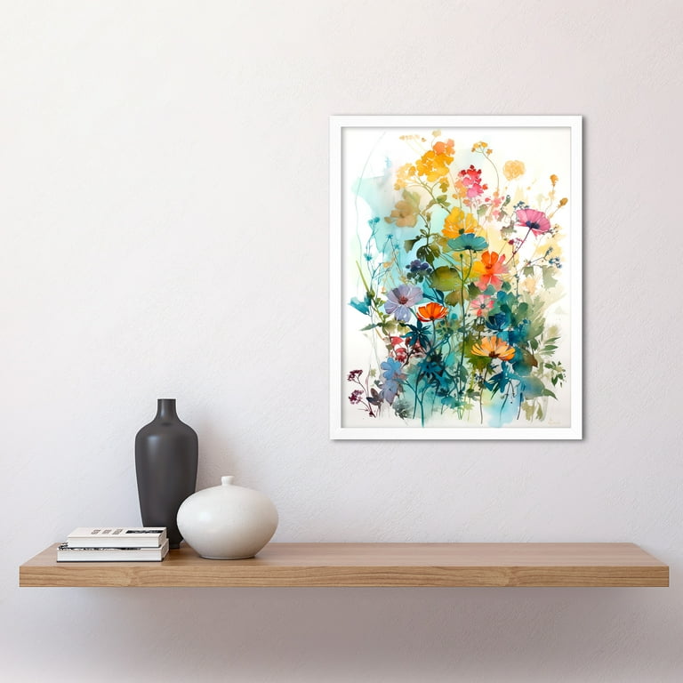 Wild Flowers Watercolour Painting Rainbow Colour Bright