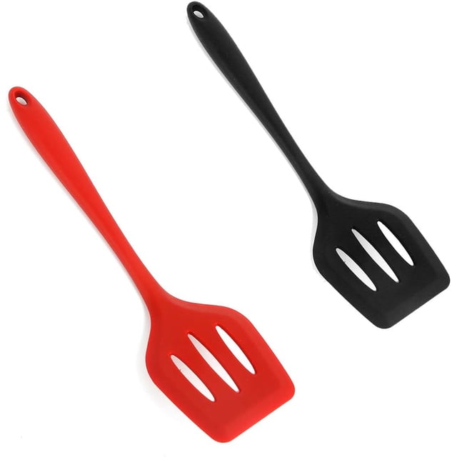 Juego de accesorios de cocina esenciales, espátula ranurada flexible antiadherente para cocinar, resistente al calor hasta 230 °C, diseño saludable que promueve el filtrado de aceite, herramientas