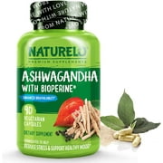 NATURELO Ashwagandha Organic Root Powder - Natural Herbs Supplement for Fatigue, Stress Relief, Mood Enhancer - with Black Pepper Extract - 90 Vegan Capsules