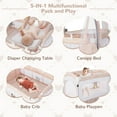 thumbnail image 5 of Costway Baby Playard Crib Bed 4 in 1 Portable with Changing Table Canopy Music Box Light Pink, 5 of 10