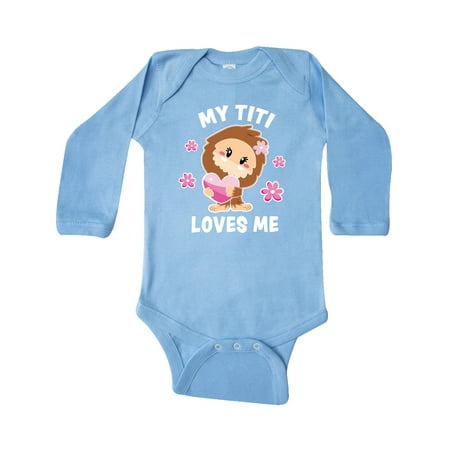 

Inktastic My Titi Loves Me with Bigfoot Gift Baby Girl Long Sleeve Bodysuit