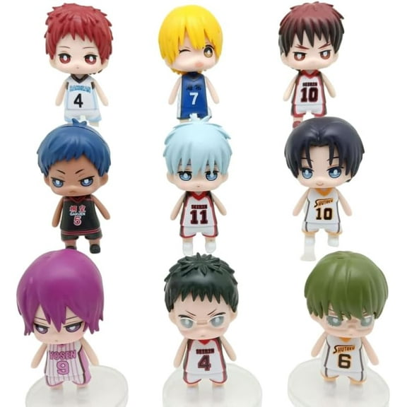 New Kuroko Tetsuya, Kise Ryota, Aomine Daiki, Kagami Taiga Figure, Nine Pieces q Version Figurine Handmade PVC Cartoon Character Model Craft Gift