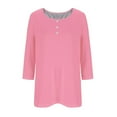 thumbnail image 4 of Ankola Tops for Womens 3/4 Sleeve Curved Hem Shirts Button Down Henley Neck T Shirts Tunic Casual Loose Fit Tees Dressy Blouse, 4 of 4