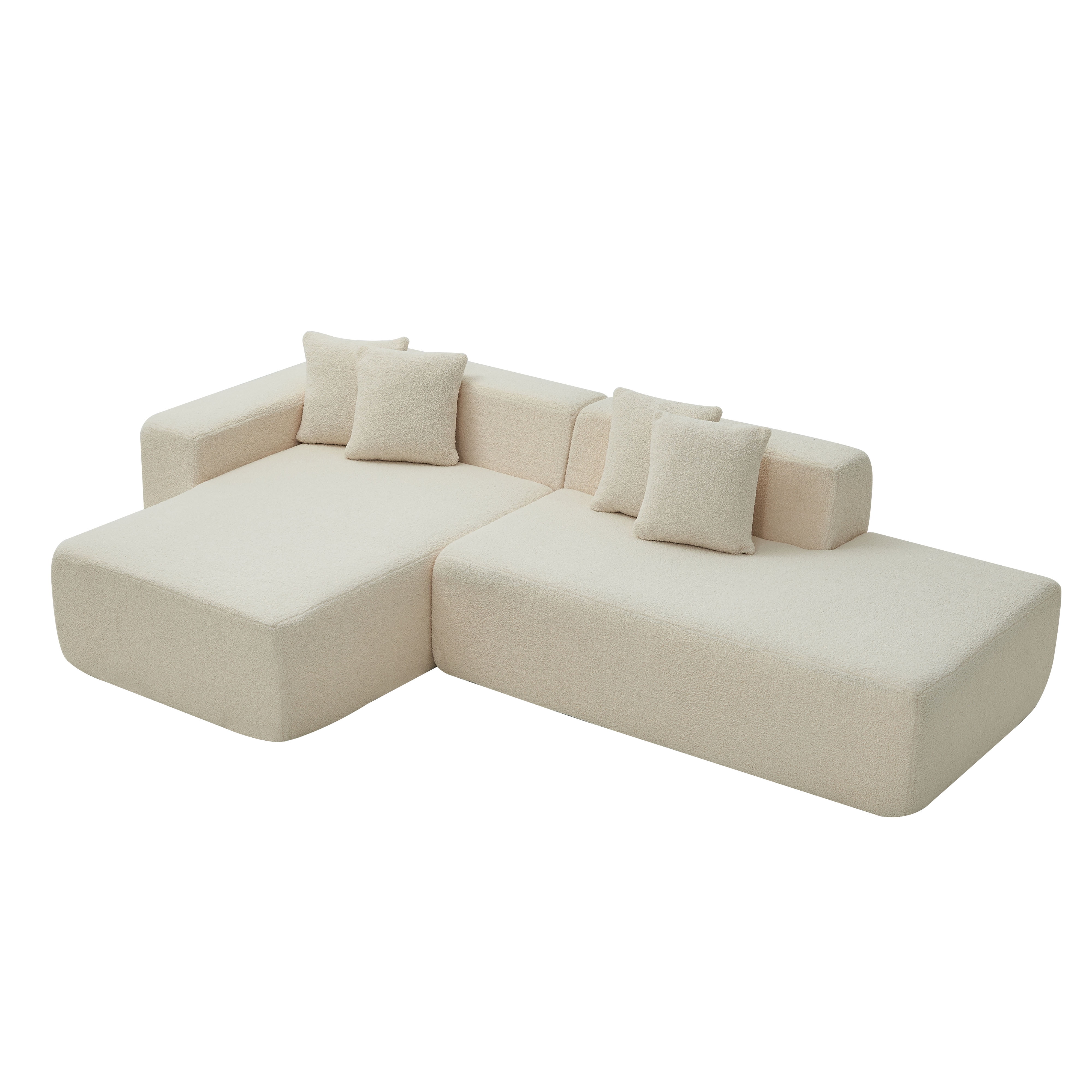 MAYEERTY Modular Sectional Couch, Lambswool Fabric Modern L-Shape Sectional Sofa with Chaise Lounge,Upholstered 5-seater Corner Sofa Couch for Bedrooms, Apartment