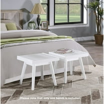 Newboti Furniture Larwich Solid Wood Slatted Bench, 19-Inch Long, White 75350