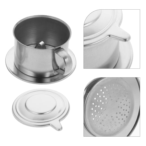 MOKKHNB Traditional Vietnamese Coffee Maker Plated Silver Portable Reusable Filter
