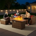 thumbnail image 5 of Noelse 11 Piece Outdoor Patio Furniture Set with Fire Pit Table, All-Weather Wicker Sectional Sofa, Ottomans, Chairs & 2 Coffee Table, Gray Cushions Included, 5 of 9