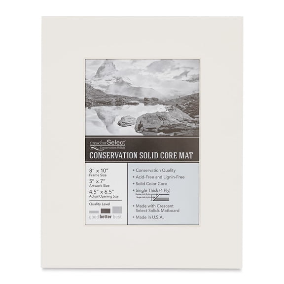 Crescent Select Conservation Solids Pre-Cut Mat - Antique White, 4 ply, 8" x 10"