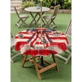 thumbnail image 4 of Outdoor Tablecloth with Umbrella Hole for Patio/Picnic/Party/Camping, Thin Red Lines Waterproof Table Cloth Round Cover Washable, Patriotic Bow Vintage Distressed Striped (Dia 60"), 4 of 9