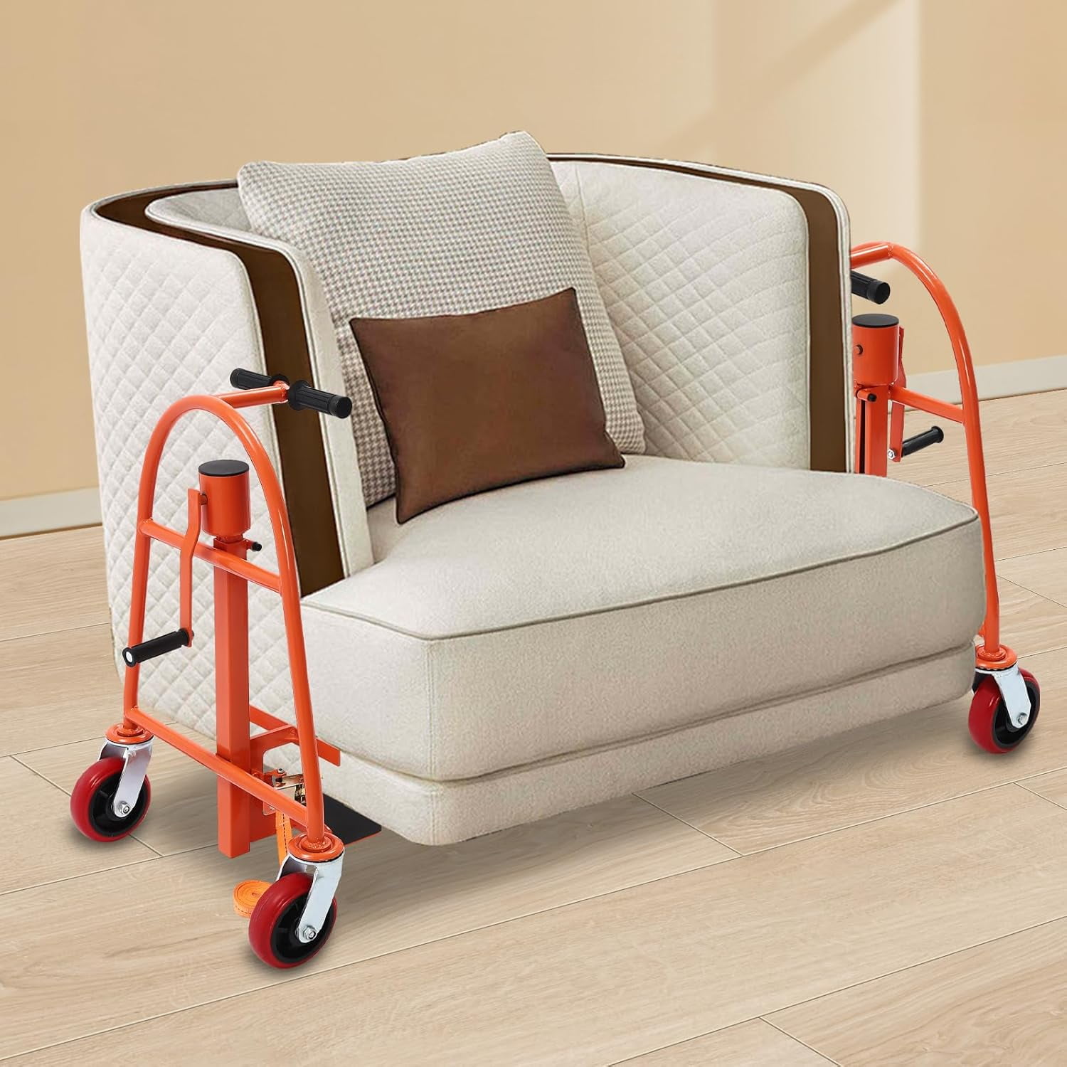Manual Furniture Move Tool 11.8In Lift Height Moving Tool Set Furniture Crate Mover with Wheels 1300 LBS Furniture Handling Tool Height Adjustable Furniture Move Tool (Orange)