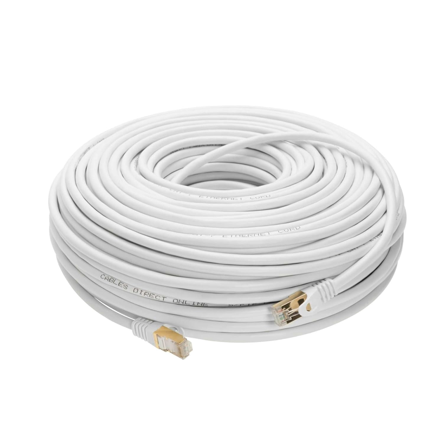 Cat7 Ethernet Cable 1 pack of 75FT Copper Shielded RJ45 Cord for Router, PC, Gaming, Servers, PoE Security Cameras, Smart TVs, 10Gbps 600MHz High-Speed Network Patch, White, Cables Direct Online