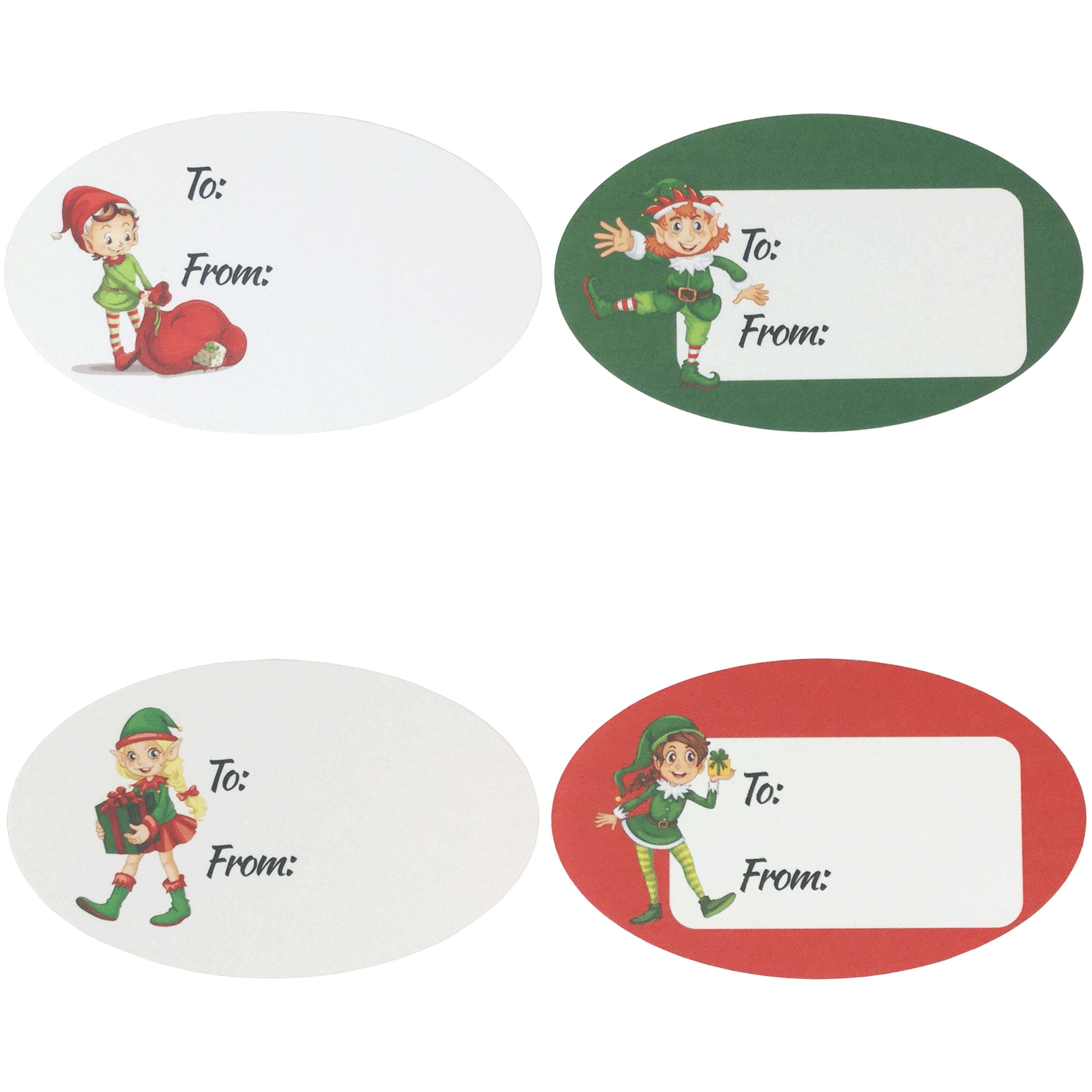 100 Labels on a Roll Elf Christmas Present Gift Tags 1.5 x 2.5 Inches in Size 