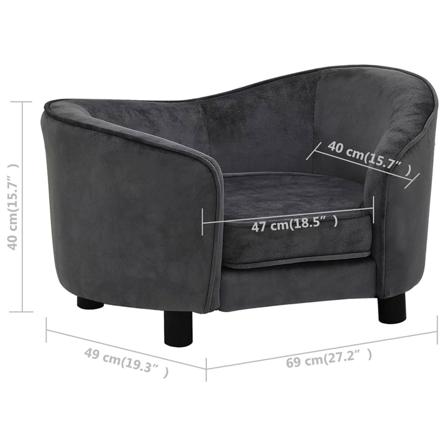 Pefilos 27.2" Dog Sofa Bed for Small Pets, Stylish Pet Sofa/Cat Couch for Furniture Faux Leather, Dark Gray Pefilos 27.2" Dog Sofa Bed for Small Pets, Stylish Pet Sofa/Cat Couch for Furniture Faux Leather, Dark Gray