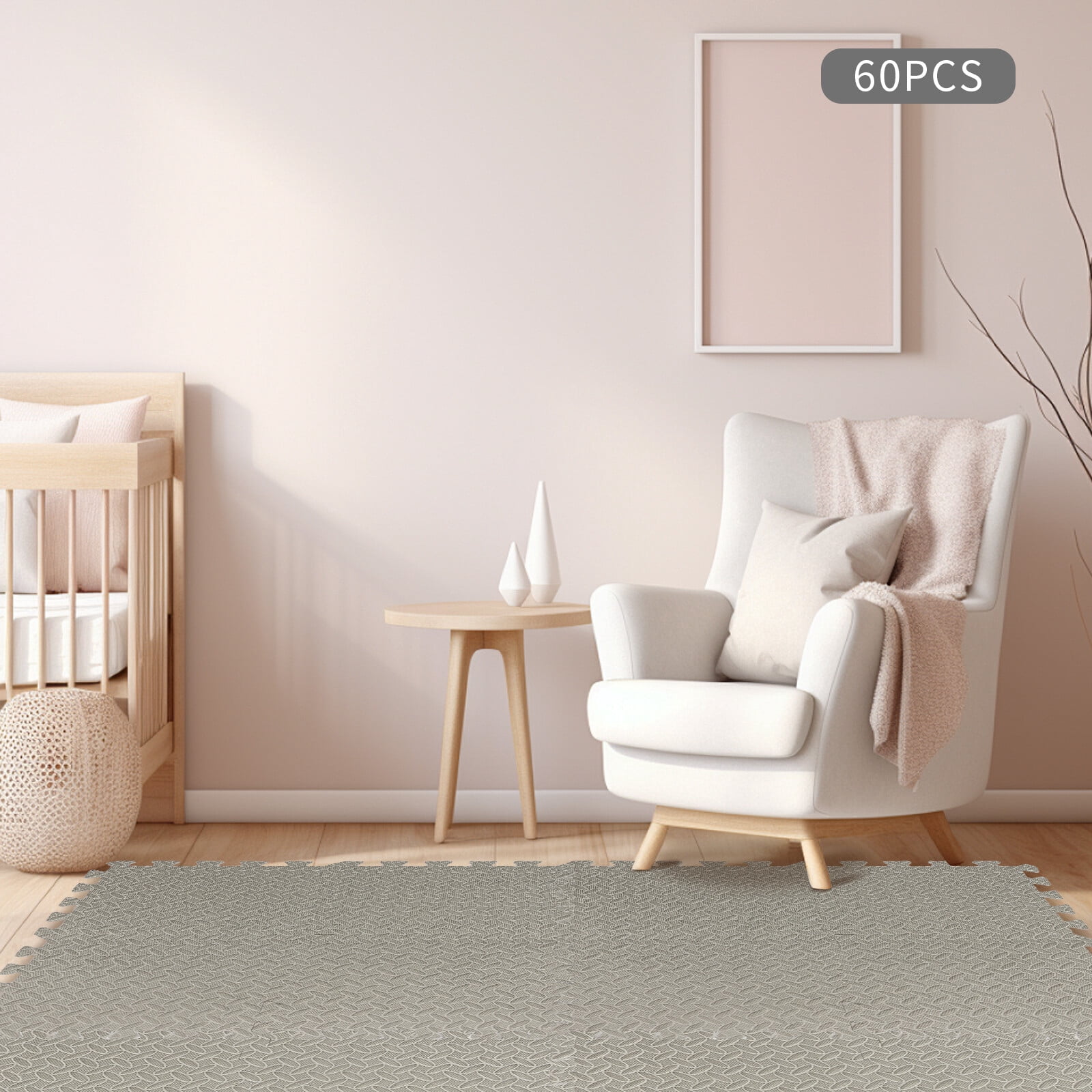 60pcs Soft Non Toxic Baby and Kids Play Mat EVA Foam Floor Interlocking Tiles Playroom Grey