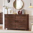 thumbnail image 3 of Buildhom 54" Farmhouse 6-Drawer Dresser, Rustic Wood Chest with 4 Legs for Adult Bedroom, Brown, 3 of 8