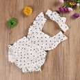 thumbnail image 3 of Franhais Baby Girl's Summer Outfits Romper Backless Ruffle Bodysuit Jumpsuit with Bowknot Headband, 3 of 8