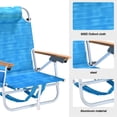 thumbnail image 4 of Backpack Beach Chairs for Adults 2 Pack, Beach Towel Backpack Beach Chairs with 5-Position Adjustable, Folding Beach Chair with Pouch Folding and Cup Holder, 600D Oxford Cloth, 4 of 5