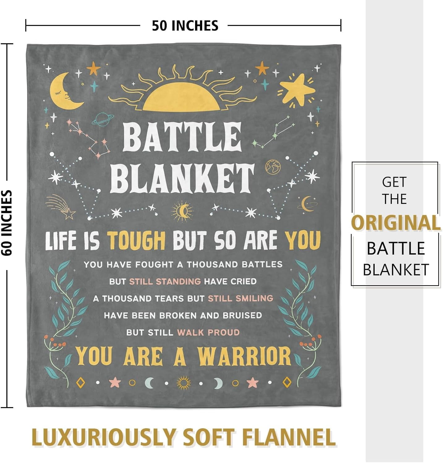 Cancer Care Gifts for Women, Get Well Soon Gifts Blanket for Her Him, Cancer Fighter Inspirational Quote Chemo Patient Gift - Meaningful Caring Message Battle Blanket