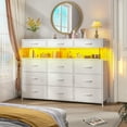 thumbnail image 5 of Dresser for Bedroom with 12 Fabric Drawers,Dresser with LED Lights and Charging Station,Chest of Drawer for Entryway,Living Room,Closet,White, 5 of 8